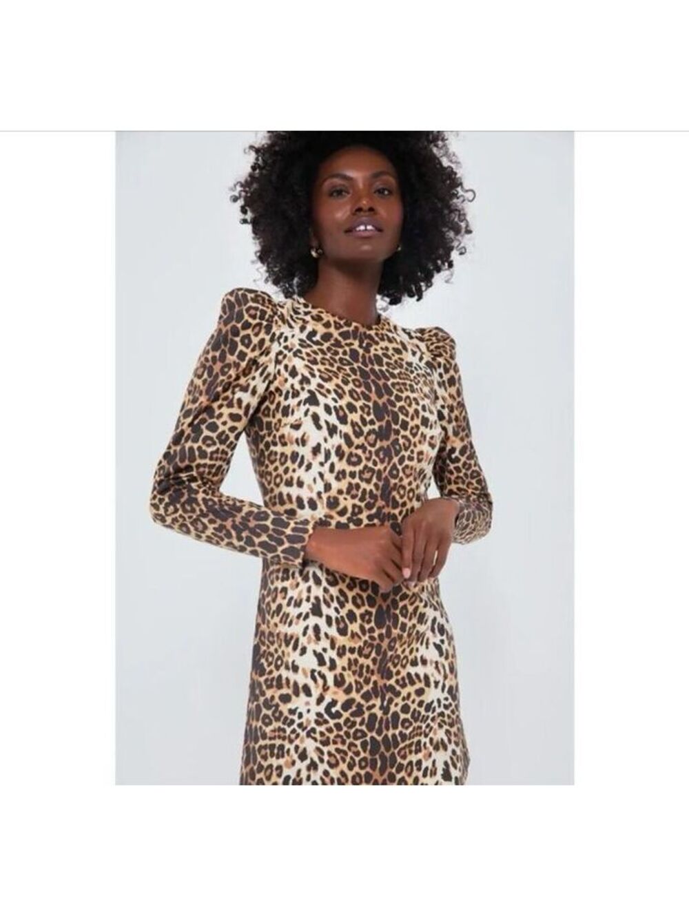 Tuckernuck x India Hicks Leopard Domino Puffy Sleeve Dress Women's Size Sm NWT